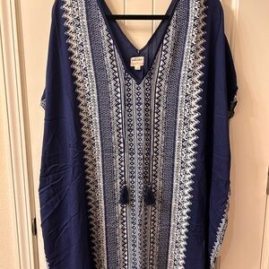 Stella & Dot Blue and White Embellished Swim Coverup